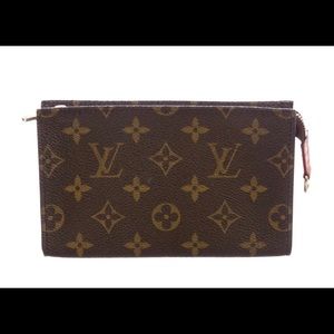 Lou’s Vuitton authentic, coated, canvas pouch.